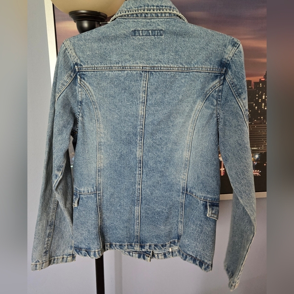 Vtg 90s Macys Modoo Womens Blue Denim Jean Jacket Size Large Retro Button Down - Picture 4 of 5